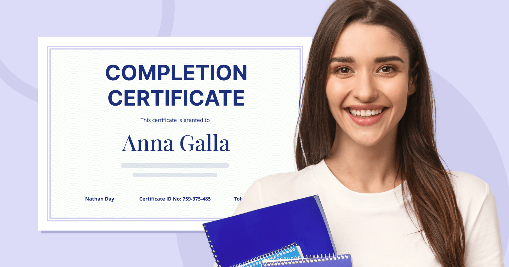 Certification student completing professional training program
